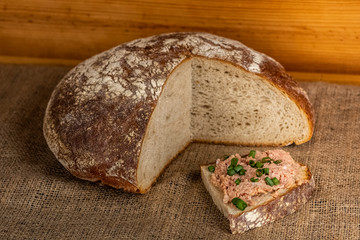 bread with lard and pate