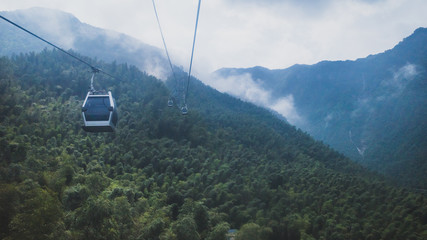 Cable cars on Mingyue Mountain, Jiangxi, China