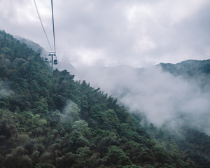 Cable cars on Mingyue Mountain, Jiangxi, China