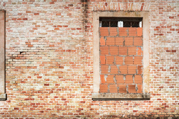 Detail of brick wall, window