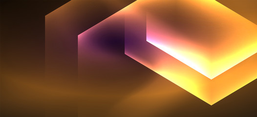 Shiny hexagon neon template. Futuristic digital technology concept. Vector abstract graphic design.