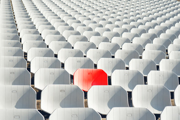 Red seat in White seats on the stadium