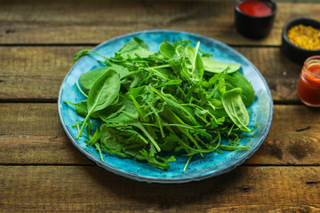 Healthy salad, leaves mix salad (mix micro greens, juicy snack). food background - Image