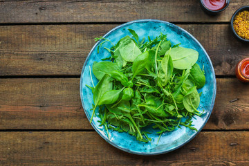 Healthy salad, leaves mix salad (mix micro greens, juicy snack). food background - Image
