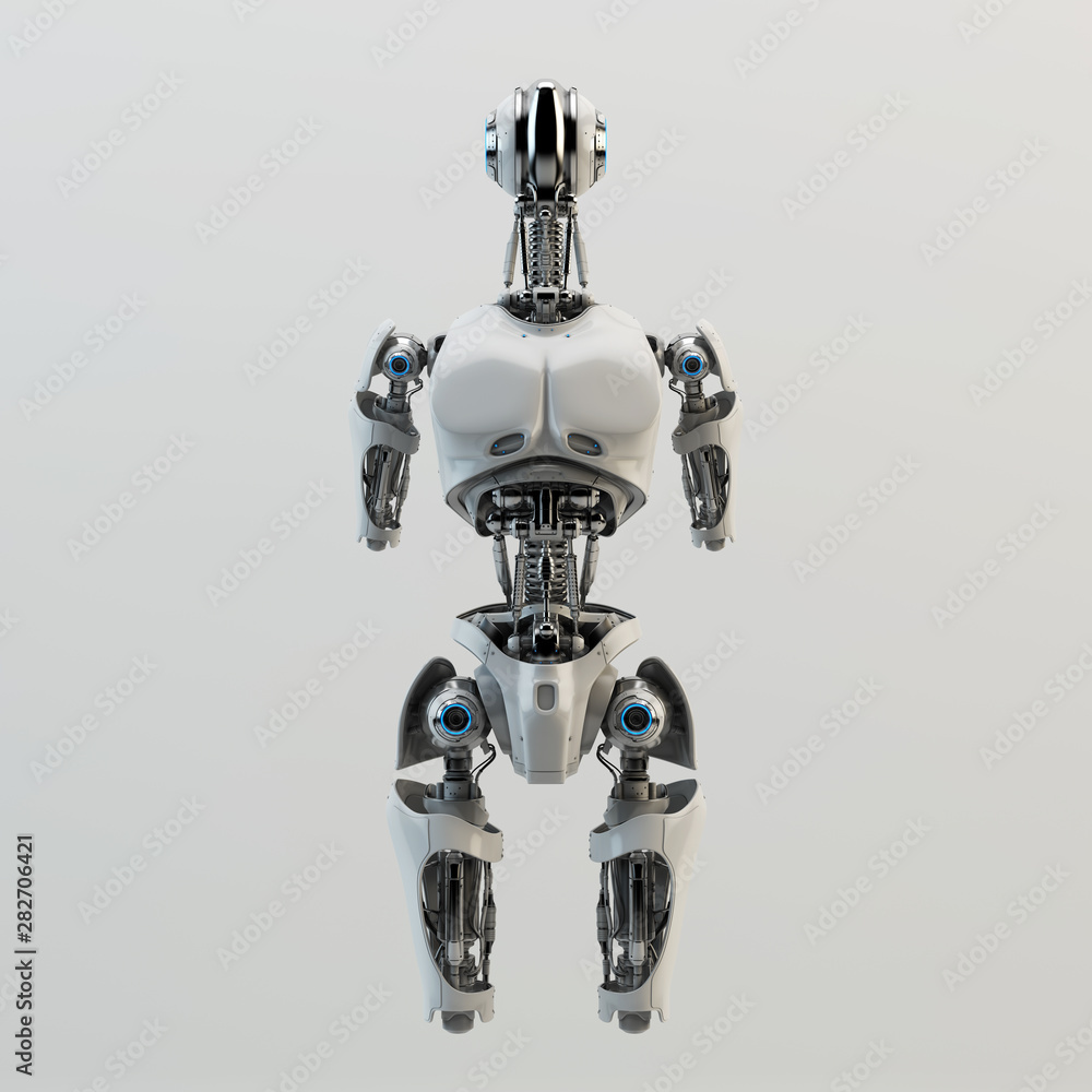 Poster robot body for replacement, 3d rendering concept