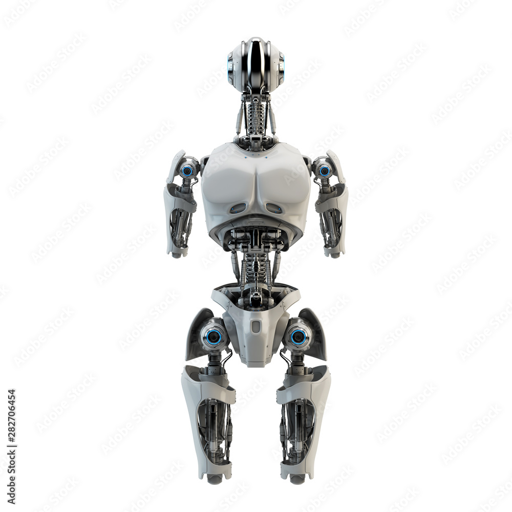Poster robot body for replacement, 3d rendering concept