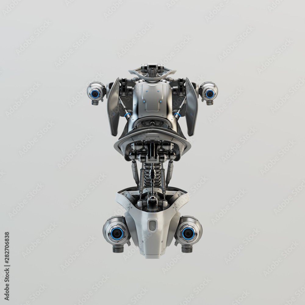 Poster robot body part for replacement, 3d rendering concept