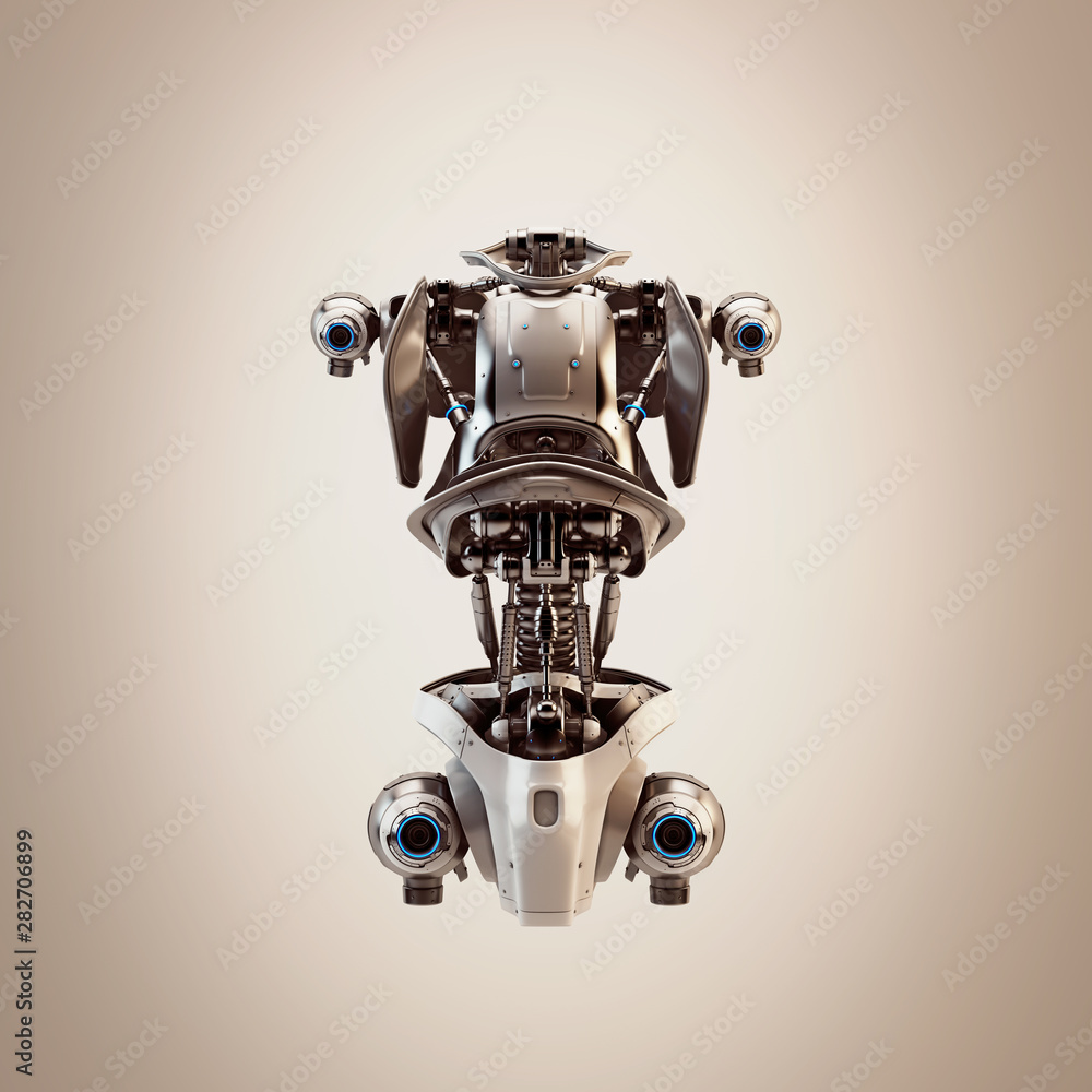 Poster robot body part for replacement, 3d rendering concept