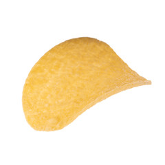single potato chip isolated on white background