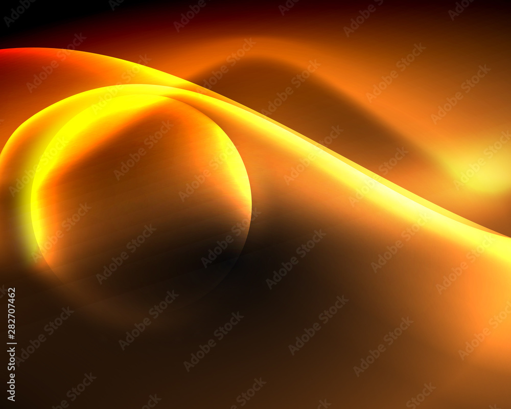 Wall mural dark space with shiny neon light motion waves. abstract concept graphic element. vector neon backgro