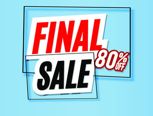 Final sale 80% banner template.Vector blue background