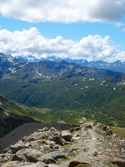 Fototapeta na wymiar The nature, the woods and the glaciers of the Swiss Alps during a summer day at SimplonPass - August 2019.