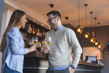Couple on a date in restaurant