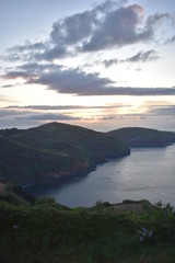 Fototapeta na wymiar sunset in São Miguel, Azores (Miradouro de Santa Iria)
