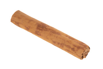 single stick of cinnamon isoalted on white background