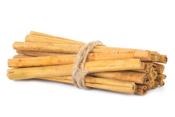 bunch of cinnamon isolated on white background