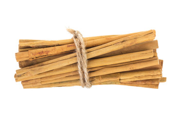 bunch of cinnamon isolated on white background