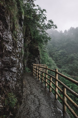 Gallery road on cliff on Mingyue Mountain, China