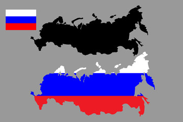 Fototapeta premium Russian federation vector map and flag. Vector illustration