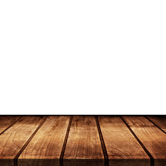 empty wooden floor on white background