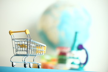 Shopping cart goods to school. © Elroi