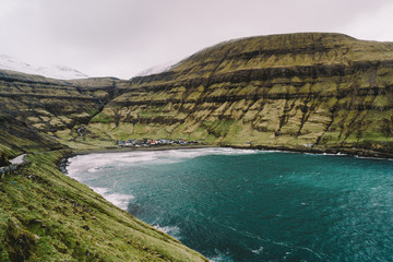 Fototapeta na wymiar Tjørnuvík village landscape Faroe Islands