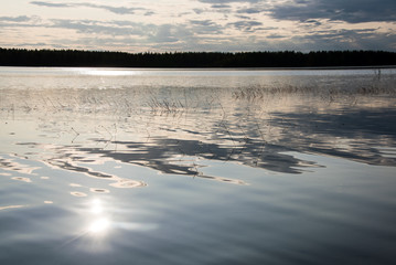 Summer evening lake in Finland.