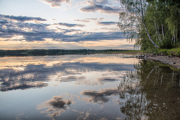 Summer evening lake in Finland.