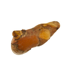 slice of turmeric root isolated on white background