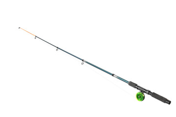 Modern fishing rod on white background