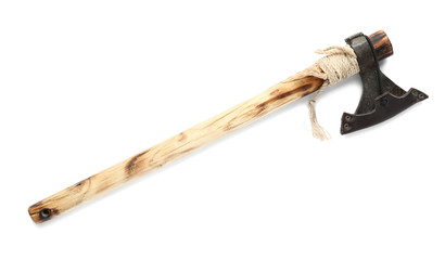 Handmade ax on white background