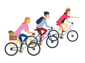 Fototapeta premium People riding bicycles with accesories
