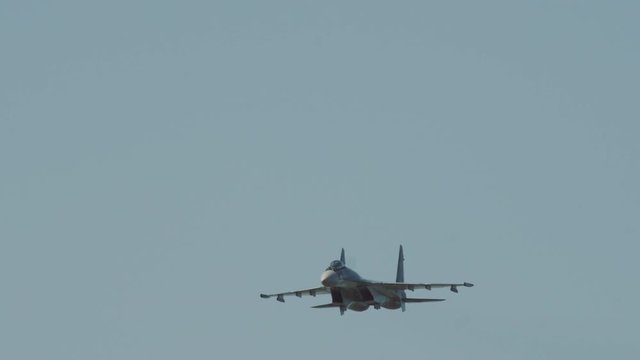 Flanker fighter flying in the sky