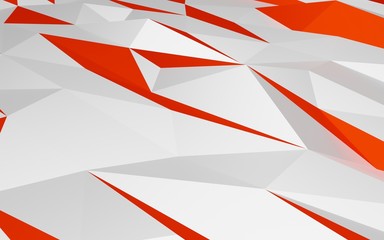Abstract red and white surface polygonal wall ,low-poly background, 3d rendering
