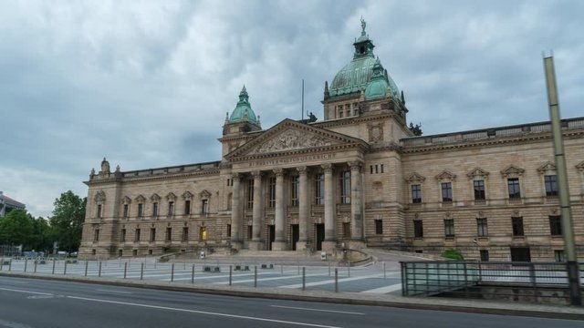 Day-to-night hyperlapse of The Federal Administrative Court Bundesverwaltungsgericht is one of the five federal supreme courts of Germany one of the most beautiful buildings in Leipzig