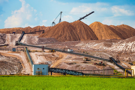 Terrikon - dump, artificial embankment from waste rocks. Mining, waste heaps of mines and mining plants.