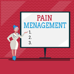 Word writing text Pain Management. Business concept for a branch of medicine employing an interdisciplinary approach.