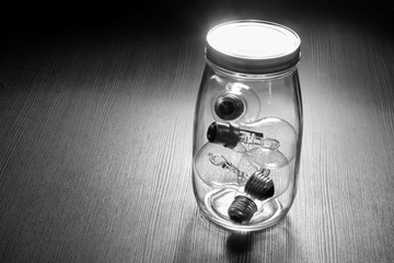 Glass Jar with Light Bulbs
