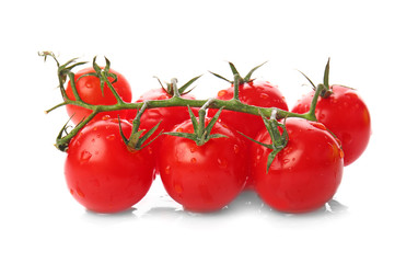 Fresh tomatoes on white background