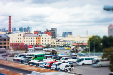 Fototapeta premium bus station, blurred background tilt shift
