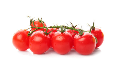 Fresh tomatoes on white background