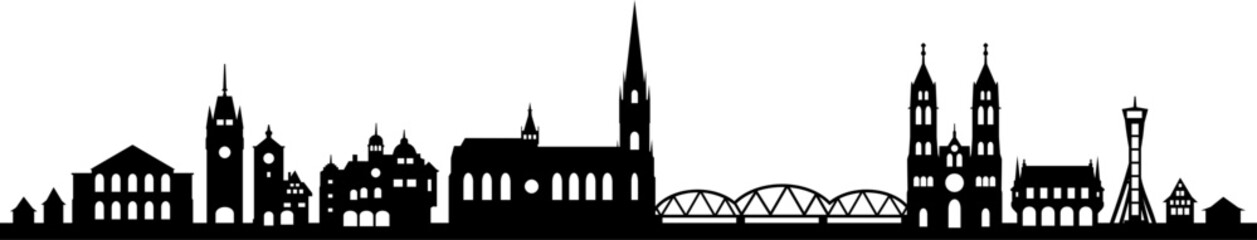 Obraz premium Freiburg City Skyline Vector Silhouette