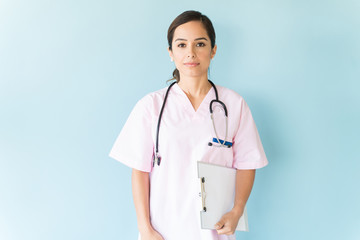 Self-Assured Medical Professional In Studio