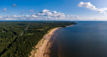Aerial view of Vidzeme shoreline and Vitrupe beach in Latvia