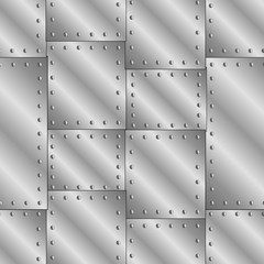 Seamless vector texture with riveted metal sheets.