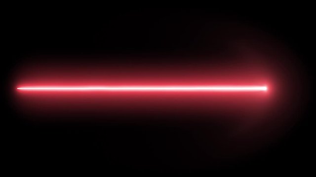 Realistic animation of a laser beam on a black background alpha channel.