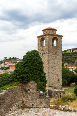 Obraz premium Old Bar, Montenegro. View of the clock tower 