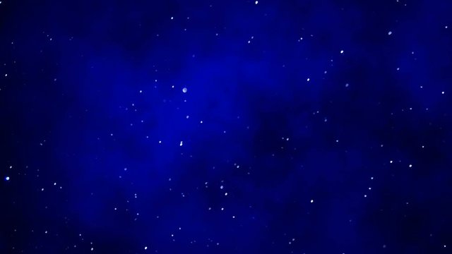 Dark navy blue elegant animated background with star. Night starry galaxy sky, dark black space looping seamless moving backdrop. Glitter twinkle motion design. Northern light, flying golden cometa