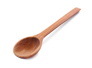 New clean wooden spoon isolated on white