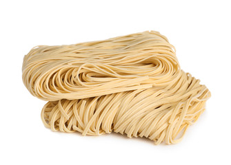 Blocks of raw egg noodles isolated on white